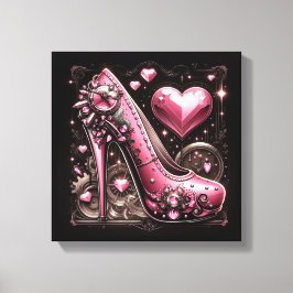 Steampunk Rosa Stiletto Högklackar med Hearts Canvastryck