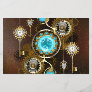 Steampunk Rostig Bakgrund med Turkos Linser