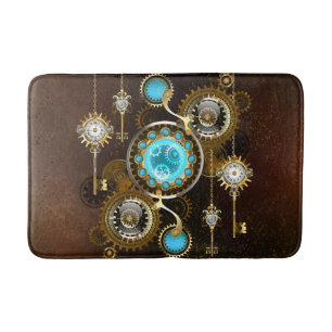Steampunk Rostig Bakgrund med Turkos Linser Badrumsmatta