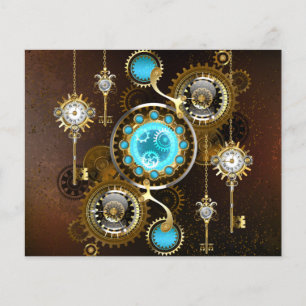 Steampunk Rostig Bakgrund med Turkos Linser Flygblad