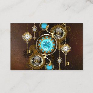 Steampunk Rostig Bakgrund med Turkos Linser Rabattkort
