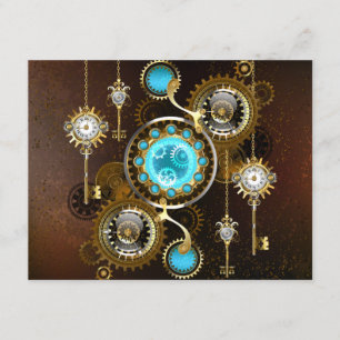 Steampunk Rostig Bakgrund med Turkos Linser Tilläggskort