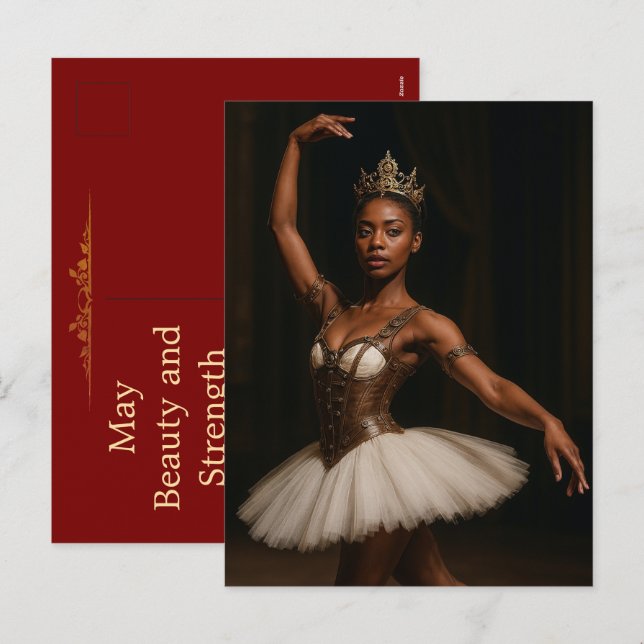 Steampunk Royal Ballerina Elegant Fantasy Helg Vykort (Fram/baksida)