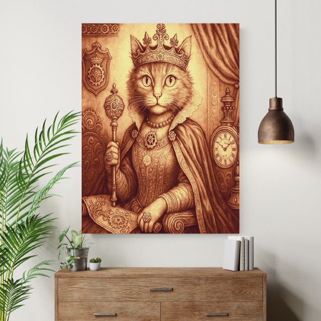 Steampunk Royal Cat Vintage Klockverk Fantasy   Poster (Skapare uppladdad)