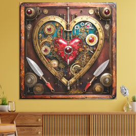 Steampunk Rubiner Och Dolkar Krigare Valentine Canvastryck