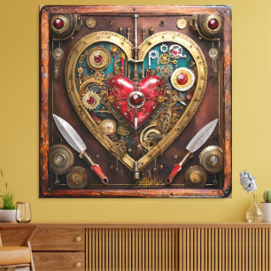 Steampunk Rubiner Och Dolkar Krigare Valentine Canvastryck