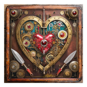Steampunk Rubiner Och Dolkar Krigare Valentine Fototryck