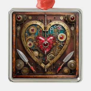 Steampunk Rubiner Och Dolkar Krigare Valentine Julgransprydnad Metall