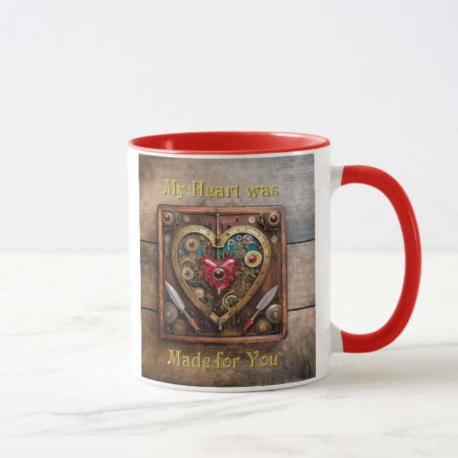 Steampunk Rubiner Och Dolkar Krigare Valentine Mugg (Höger)