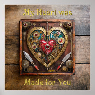 Steampunk Rubiner Och Dolkar Krigare Valentine Poster