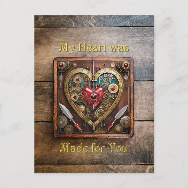 Steampunk Rubiner Och Dolkar Krigare Valentine Vykort (Framsida)