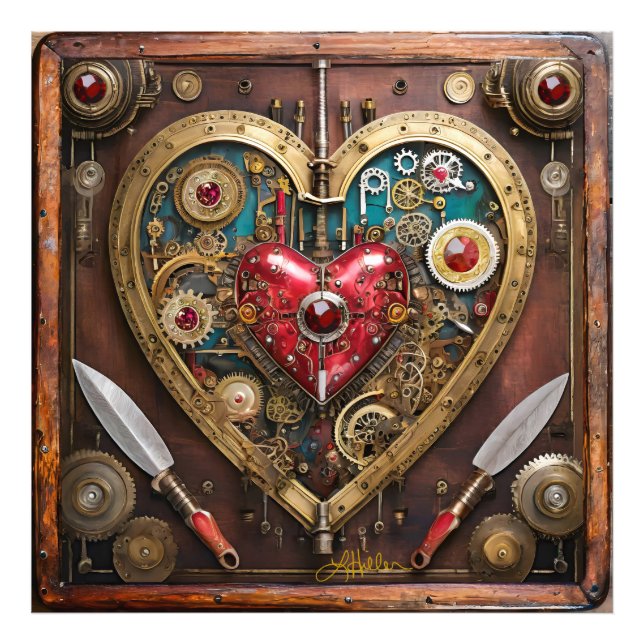 Steampunk Rubiner Och Dolkar Warrior Valentine Fototryck (Framsidan)