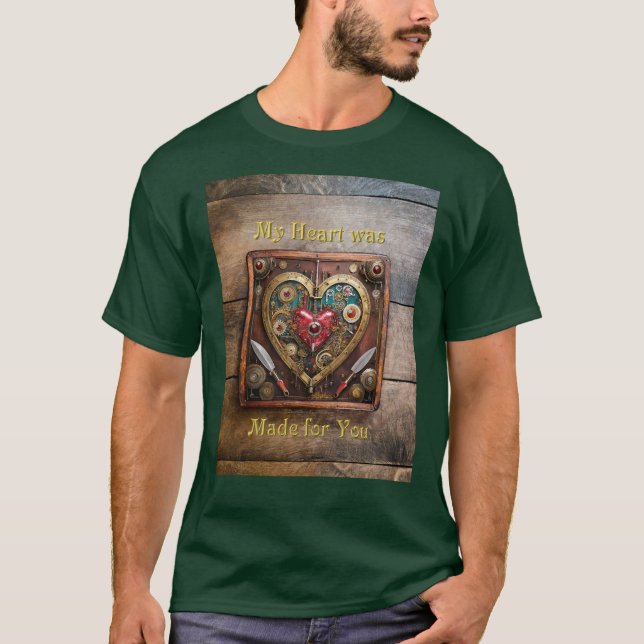 Steampunk Rubiner Och Dolkar Warrior Valentine T Shirt (Framsida)