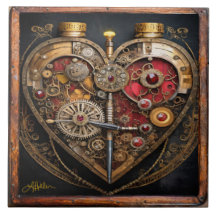 Steampunk Rubiner Och Kugghjul Mörkt Hjärta