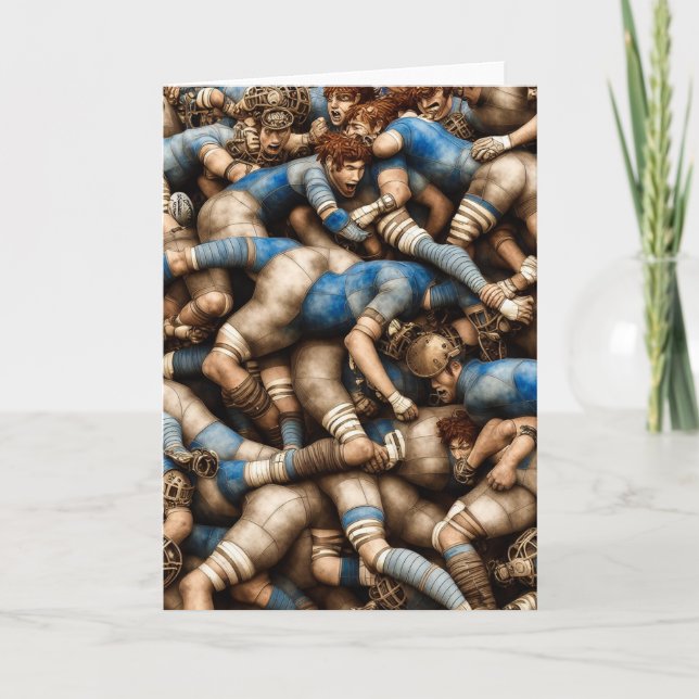 Steampunk Rugby - Rugby Greeting Card Helgkort (Framsida)