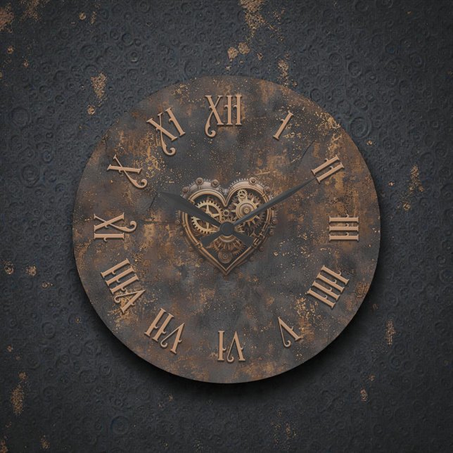 Steampunk Rustic Metal Wall Clock Stor Klocka (Skapare uppladdad)