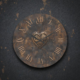 Steampunk Rustik Metallväggsklocka Stor Klocka