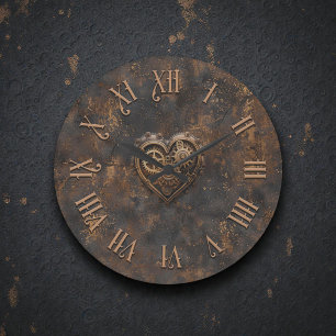 Steampunk Rustik Metallväggsklocka Stor Klocka