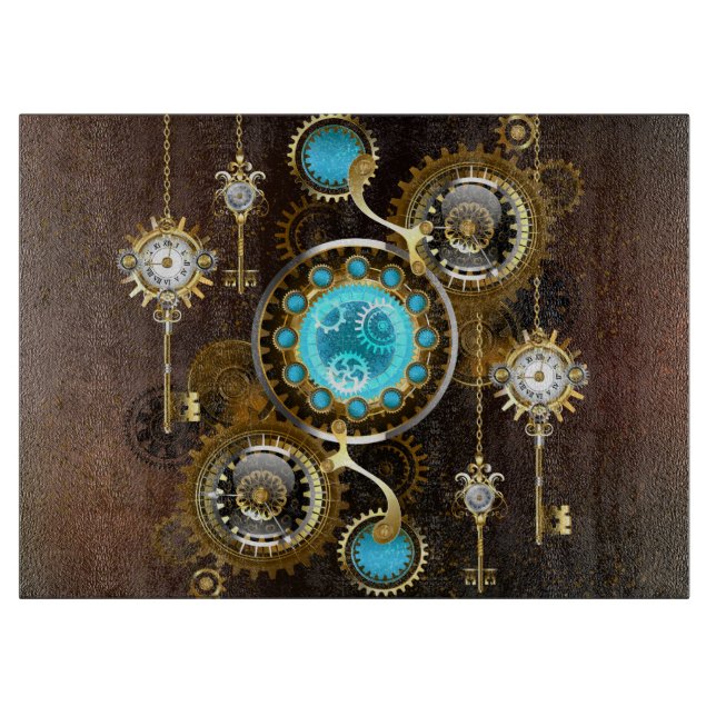 Steampunk Rusty Background med Turquise Lenses (Framsidan)