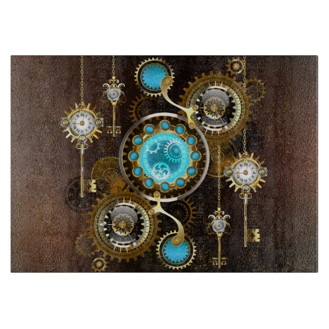 Steampunk Rusty Background med Turquise Lenses (Framsidan)
