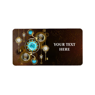 Steampunk Rusty Background med Turquise Lenses Adressetikett