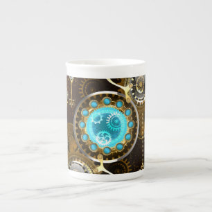 Steampunk Rusty Background med Turquise Lenses Benporslin Mugg