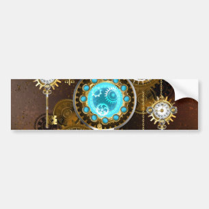 Steampunk Rusty Background med Turquise Lenses Bildekal