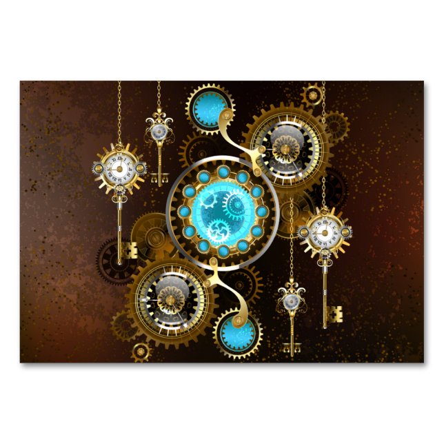 Steampunk Rusty Background med Turquise Lenses Bordsnummer (Framsidan)
