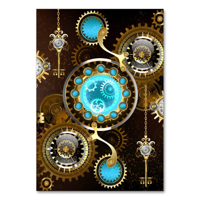Steampunk Rusty Background med Turquise Lenses Bordsnummer (Framsidan)