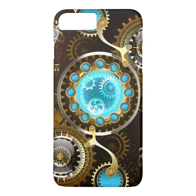 Steampunk Rusty Background med Turquise Lenses Case-Mate iPhone Skal (Baksida)