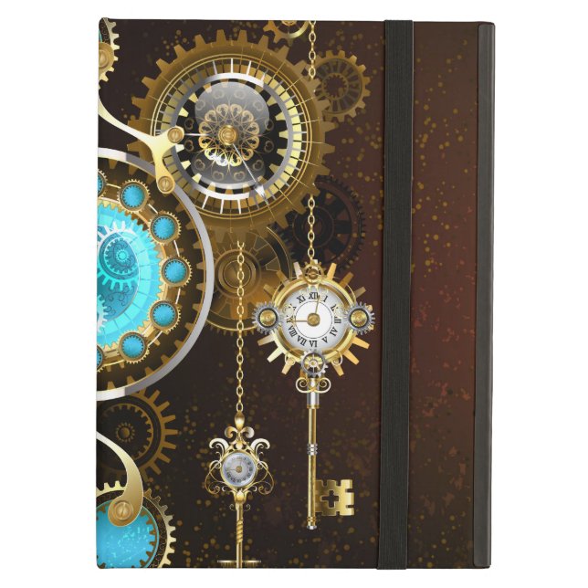 Steampunk Rusty Background med Turquise Lenses Fodral För iPad Air (Framsidan Closed)