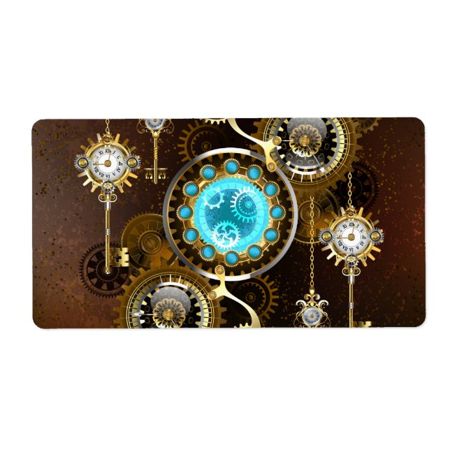 Steampunk Rusty Background med Turquise Lenses Fraktsedel (Framsidan)