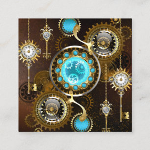 Steampunk Rusty Background med Turquise Lenses Fyrkantigt Visitkort