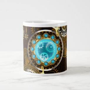 Steampunk Rusty Background med Turquise Lenses Jumbo Mugg