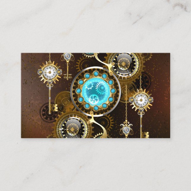 Steampunk Rusty Background med Turquise Lenses Lojalitetskort (Framsida)