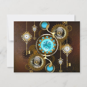 Steampunk Rusty Background med Turquise Lenses Meddelande
