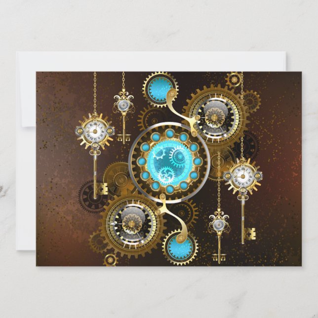 Steampunk Rusty Background med Turquise Lenses Meddelande (Framsida)