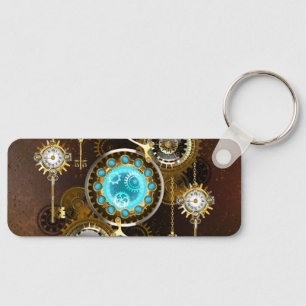 Steampunk Rusty Background med Turquise Lenses Nyckelring