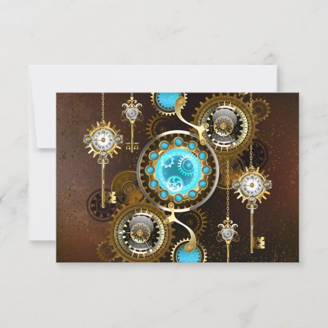 Steampunk Rusty Background med Turquise Lenses OSA Kort (Framsida)