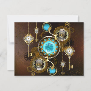 Steampunk Rusty Background med Turquise Lenses OSA Kort