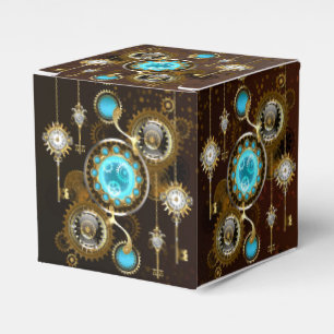 Steampunk Rusty Background med Turquise Lenses Presentaskar
