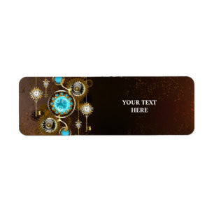 Steampunk Rusty Background med Turquise Lenses Returadress Etikett