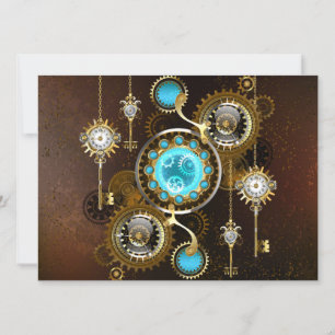 Steampunk Rusty Background med Turquise Lenses Spara Datumet