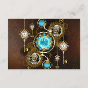 Steampunk Rusty Background med Turquise Lenses Tilläggskort