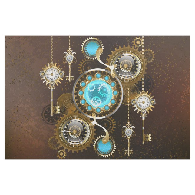 Steampunk Rusty Background med Turquise Lenses Tyg (Yard)
