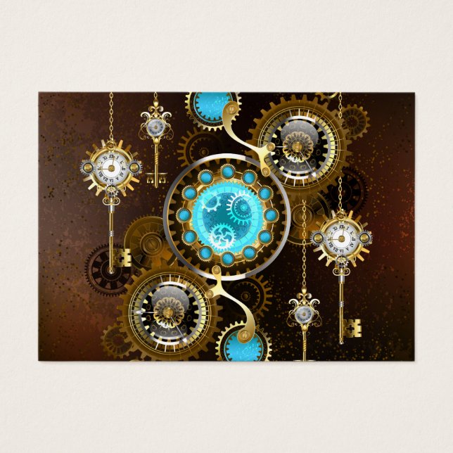 Steampunk Rusty Background med Turquise Lenses Visitkort (Framsidan)
