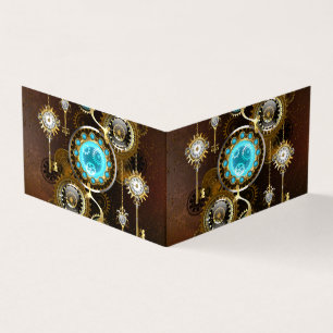 Steampunk Rusty Background med Turquise Lenses Visitkort
