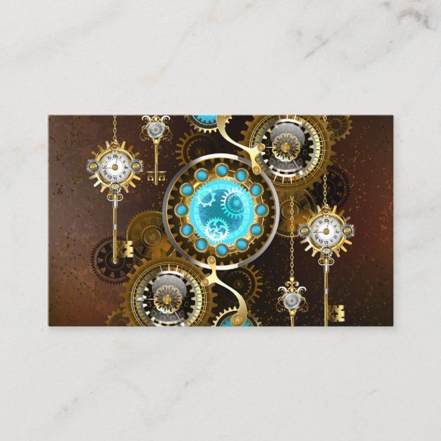 Steampunk Rusty Background med Turquise Lenses Visitkort (Framsida)
