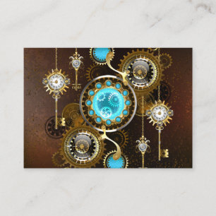 Steampunk Rusty Background med Turquise Lenses Visitkort