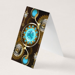 Steampunk Rusty Background med Turquise Lenses Visitkort